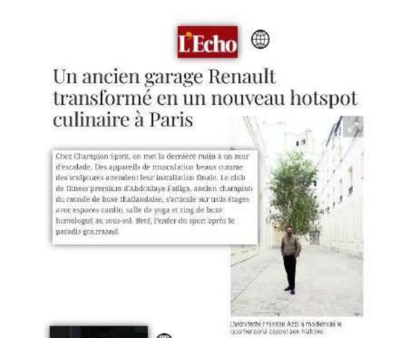 Echo: un ancien garage Renault transforme en nouveau hotspot parisien, Beaupassage and Champion Spirit