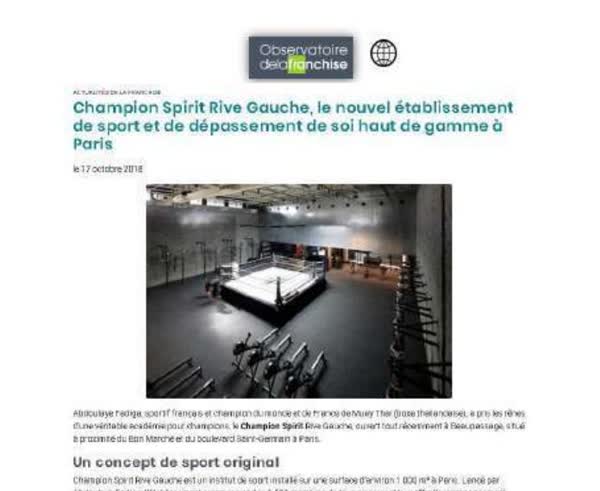 Champion Spirit Rive Gauche, le nouvel etablissement de sport haut de gamme a Paris