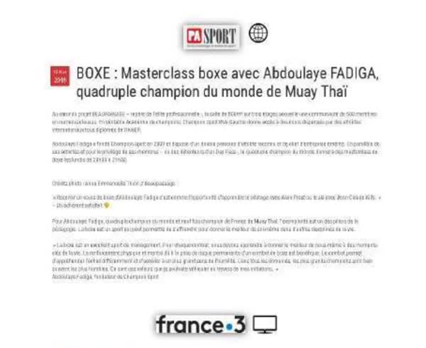 Masterclass boxe avec Abdoulaye Fadiga, quadruple champion du monde de Muay Thai