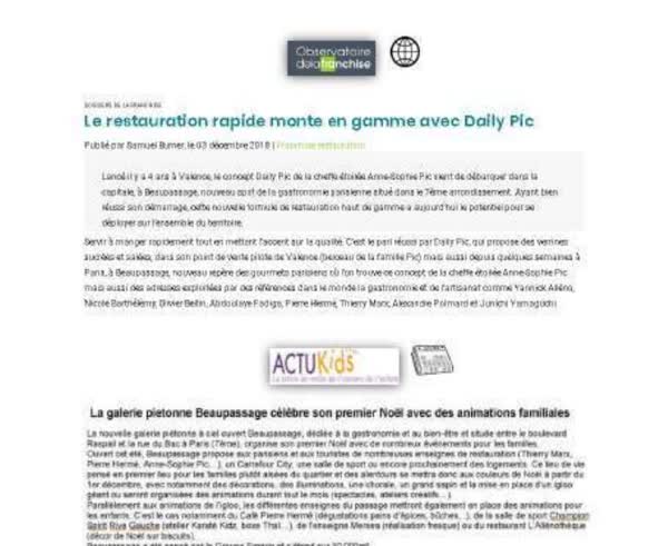 Les Echos: la restauration rapide monte en gamme avec Daily Pic at Beaupassage