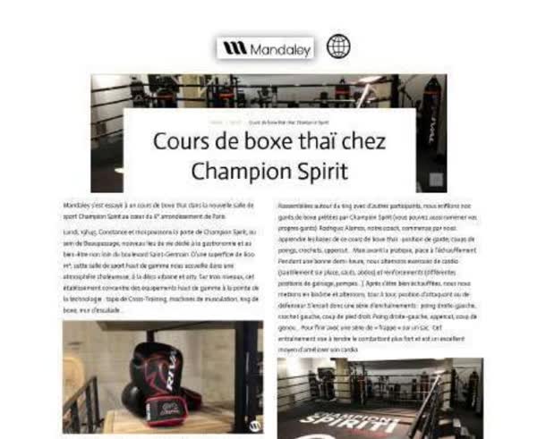 Mandaley: cours de boxe thai chez Champion Spirit
