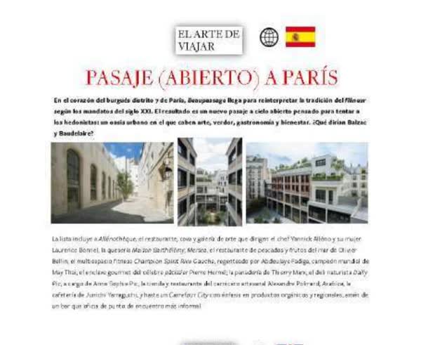 Spanish language feature: pasaje abierto a Paris, Beaupassage and Champion Spirit