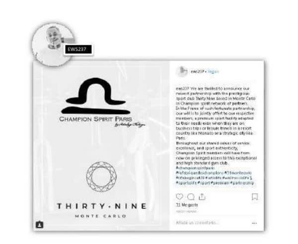Thirty Nine Monte Carlo announces its partnership with Champion Spirit Paris