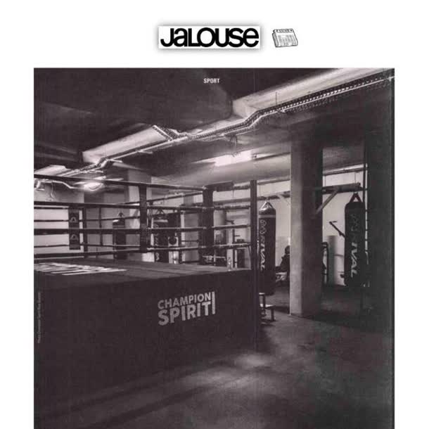 Jalouse, sport pages: full page scan of the Champion Spirit boxing ring in Paris