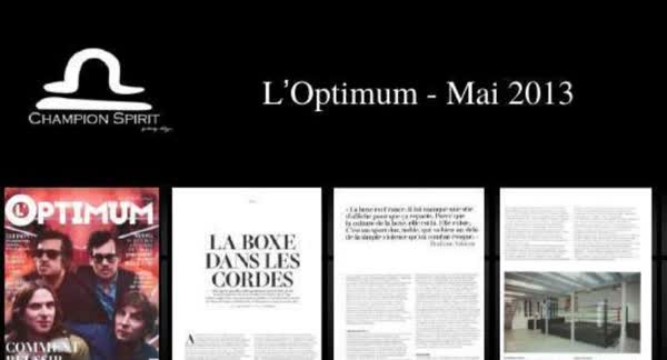 L'Optimum, May 2013: Champion Spirit print coverage