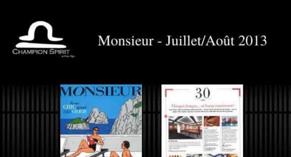 Monsieur, July and August 2013: Champion Spirit print coverage