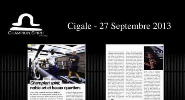 Cigale, 27 September 2013: Champion Spirit print coverage