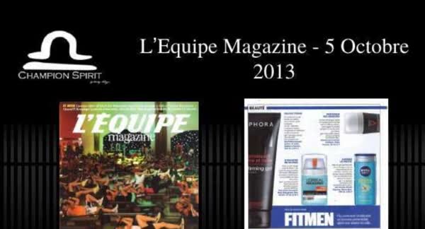 L'Equipe Magazine, 5 October 2013: Champion Spirit print coverage