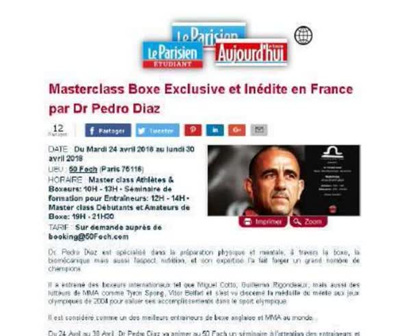 Masterclass boxe exclusive et inedite en France par Dr Pedro Diaz at Champion Spirit