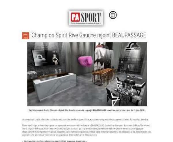 PA Sport: Champion Spirit Rive Gauche rejoint Beaupassage