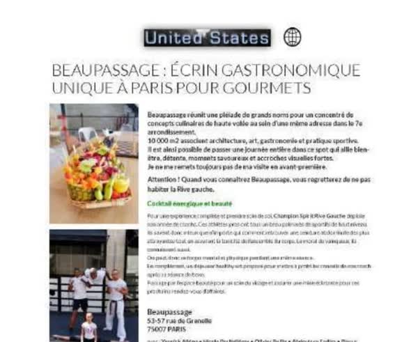 Beaupassage, ecrin gastronomique unique a Paris pour gourmets, United States coverage