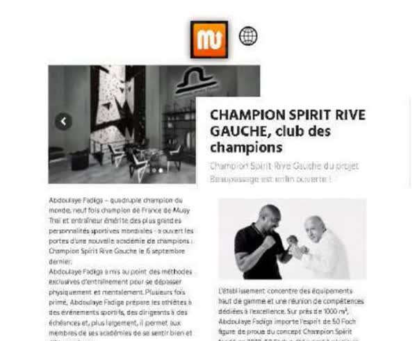 Champion Spirit Rive Gauche, club des champions, Paris press feature